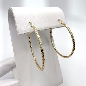 Gold Plated over Sterling Silver Diamond Cut Round Hoop Earrings